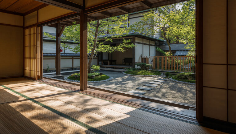 坪庭と広い縁側をもつ和邸宅